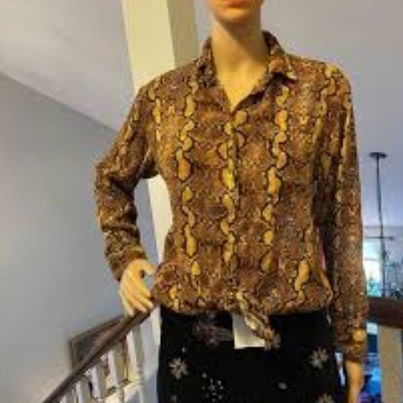 Zara Phyton Snake Oversize Button Down Viscise Shirt Size S Excellent Condition - Picture 1 of 8